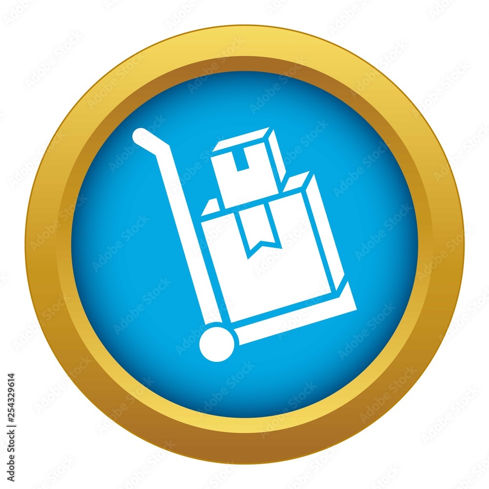 Delivery box cart icon blue vector isolated on white background for any design Delivery box cart icon blue vector isolated on white background for any design
