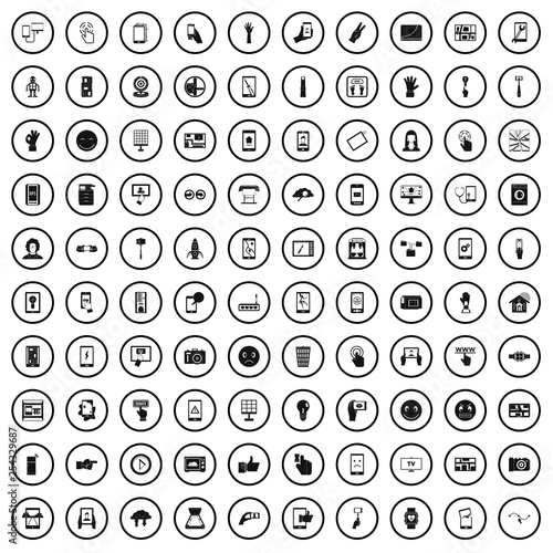 100 touch screen icons set in simple style for any design vector illustration