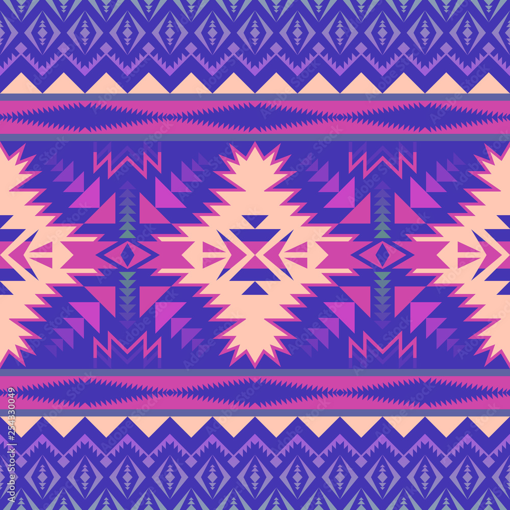 Aztec Geometric Seamless Pattern Native American Indian Southwest Print Ethnic Design Wallpaper Fabric Cover Textile Rug Blanket Stock ベクター Adobe Stock