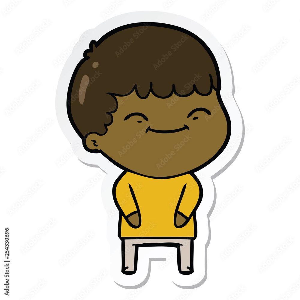 sticker of a cartoon happy boy sticker of a cartoon happy boy