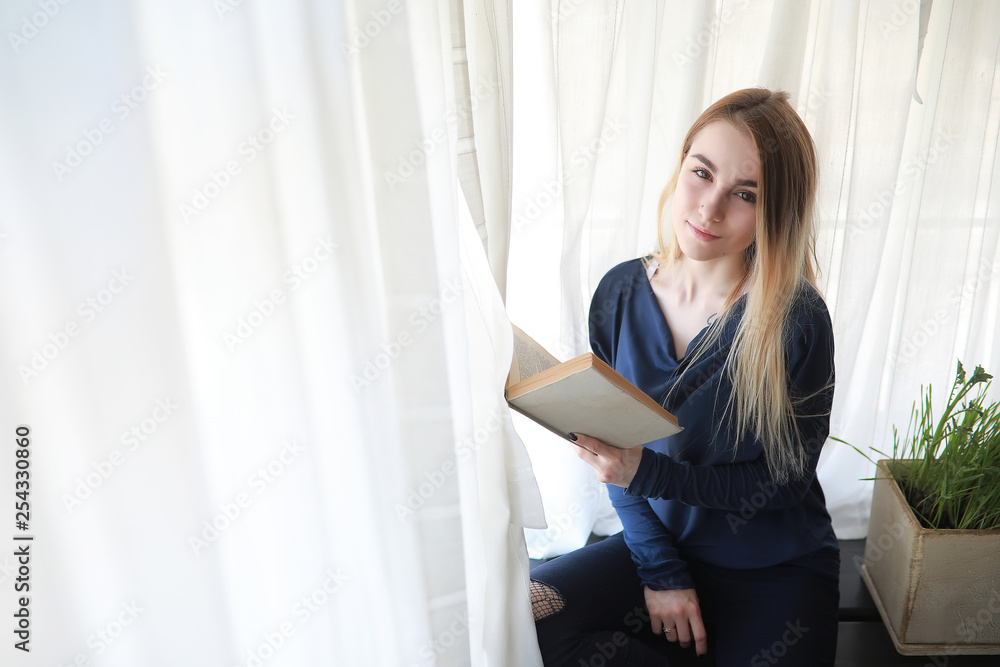 Young girl at home relaxing Young girl at home relaxing