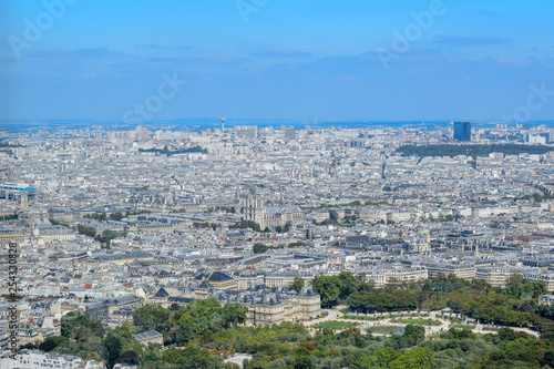 Aerial View of Paris Skyline in Summer