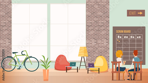 People Work at Creative Office Modern Open Space