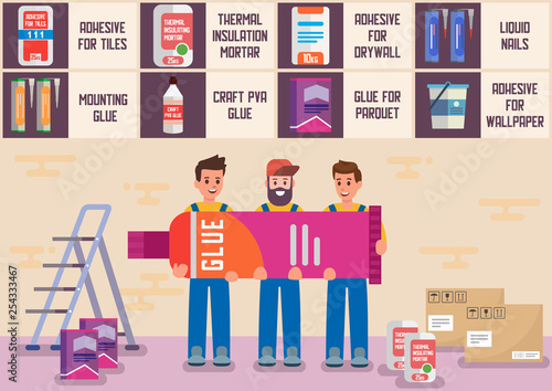 Glues and Adhesive Materials Flat Vector Banner