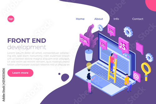 Web design and Front end development isometric concept. Vector illustration.