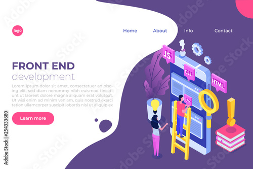 Web design and Front end development isometric concept. Vector illustration.
