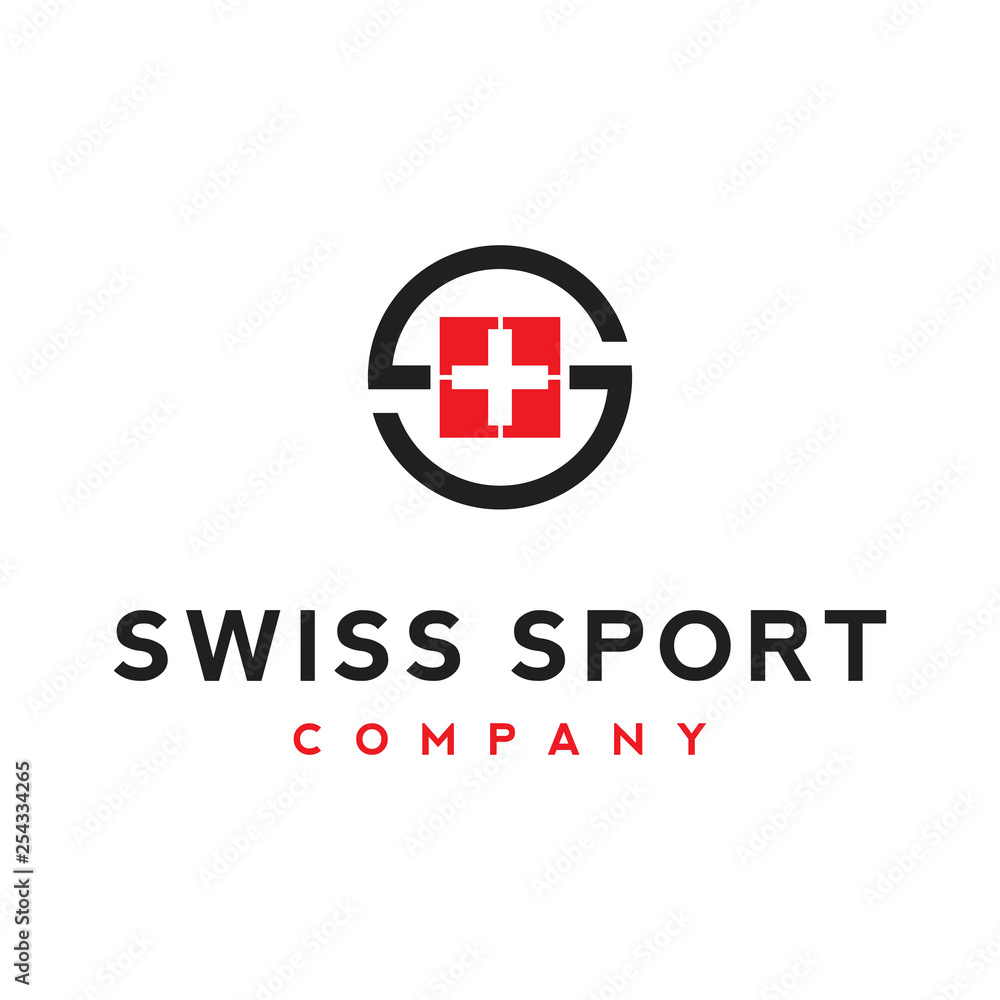 letter s logo and plus symbol with circle design illustration letter s logo and plus symbol with circle design illustration