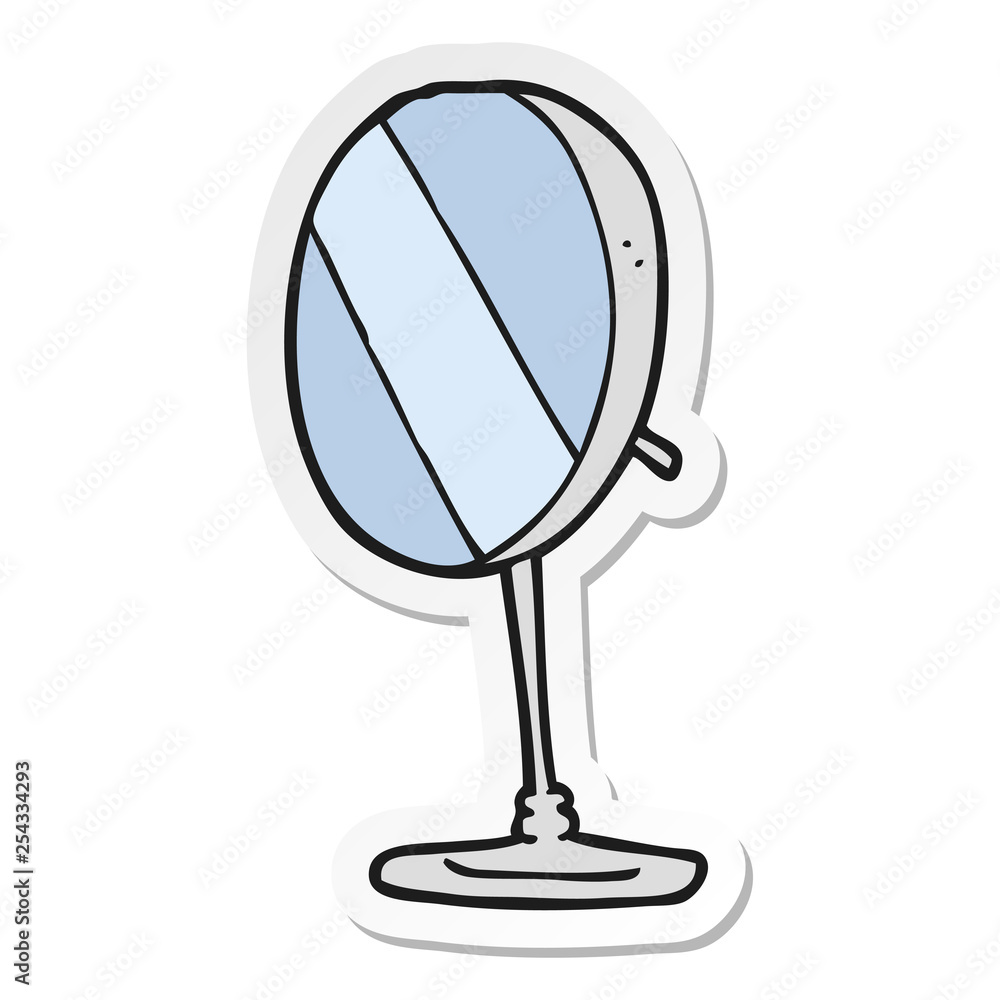 sticker of a cartoon bathroom mirror