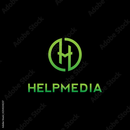 initial letter hm logo design with circle vector  illustration