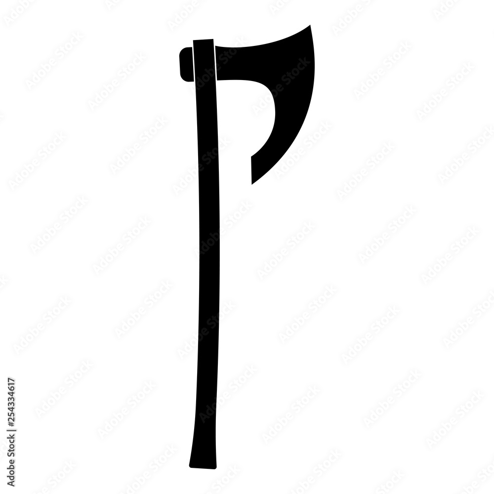Ax with long handle Viking ax icon black color vector illustration flat style image Ax with long handle Viking ax icon black color vector illustration flat style image
