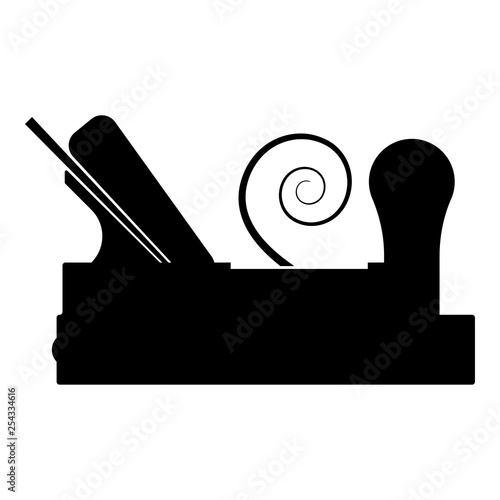 Carpenter's plane with wood with shaving wood Joiner's plane icon black color vector illustration flat style image