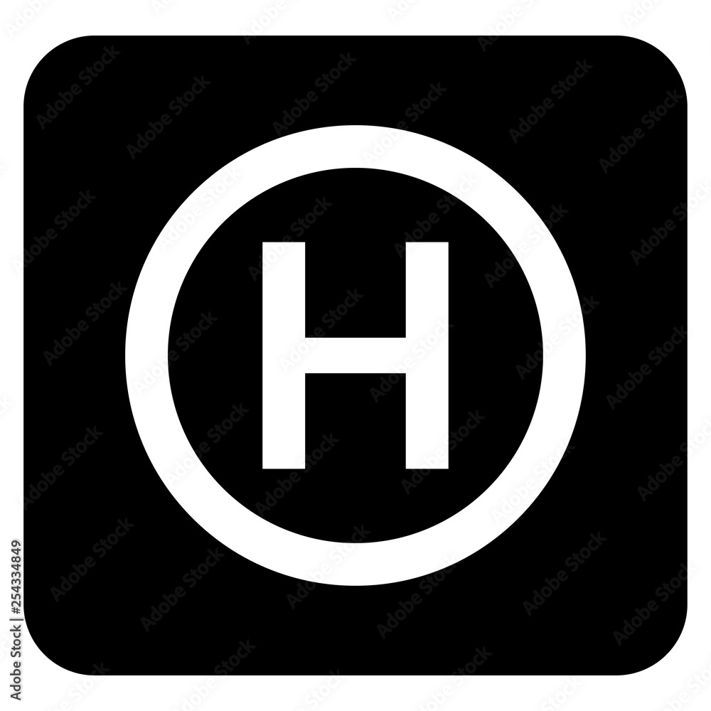 Helicopter landing pad Helicopter place icon black color vector illustration flat style image Helicopter landing pad Helicopter place icon black color vector illustration flat style image