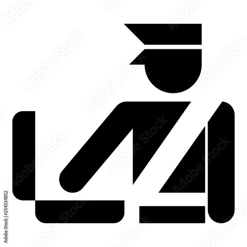 Border control concept Customs officer check baggage Detailed luggage control Baggage control sign icon black color vector illustration flat style image