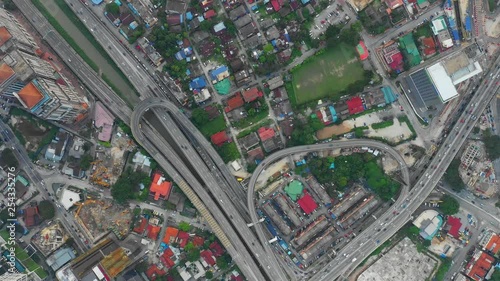 Wallpaper Mural twilight time kuala lumpur city center traffic road junction aerial topdown panorama 4k malaysia Torontodigital.ca