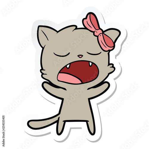 sticker of a cartoon yawning cat © lineartestpilot