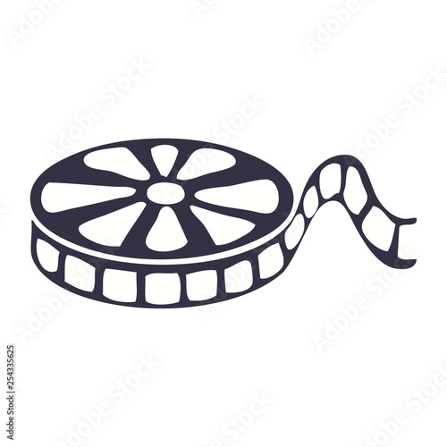 flat color retro cartoon film reel