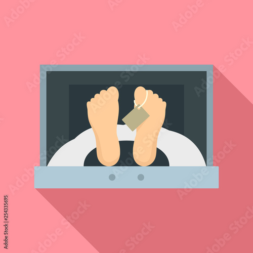 Corpse in forensic cell icon. Flat illustration of corpse in forensic cell vector icon for web design