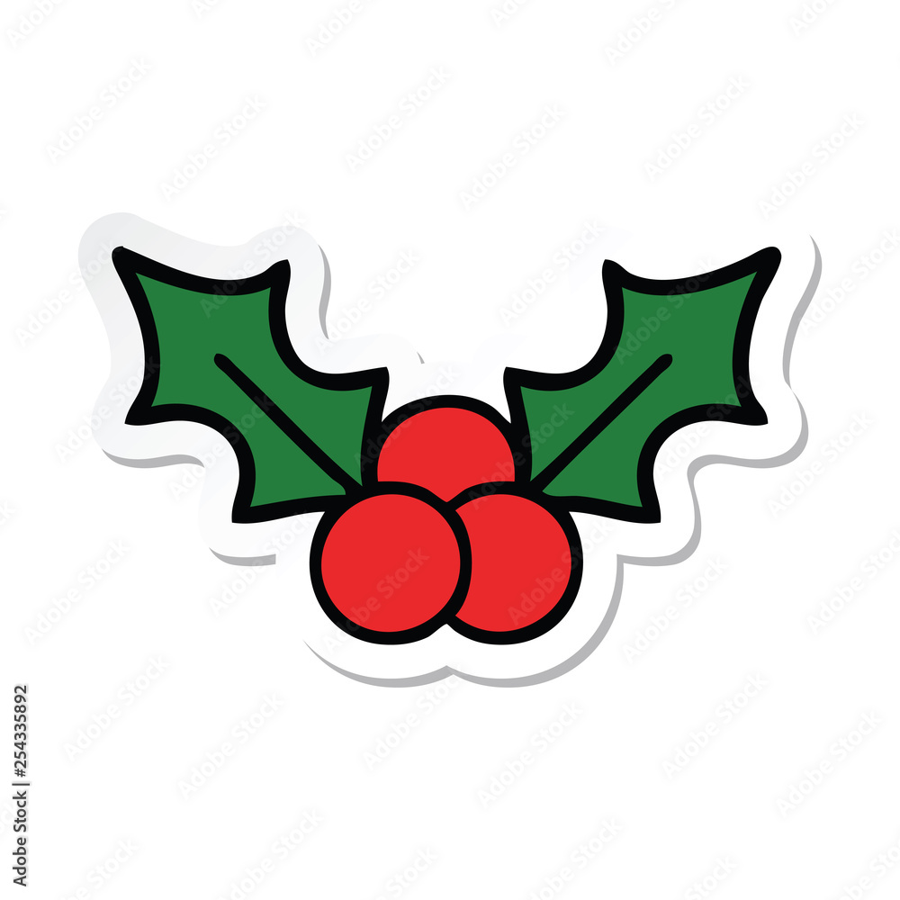 sticker of a cute cartoon christmas holly sticker of a cute cartoon christmas holly