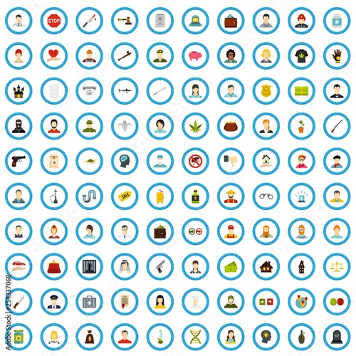 100 family problems icons set in flat style for any design vector illustration