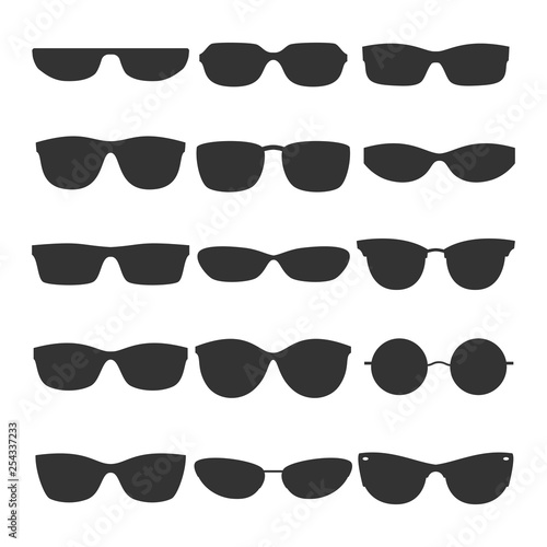 Glasses black silhouette icons vector collection on white background