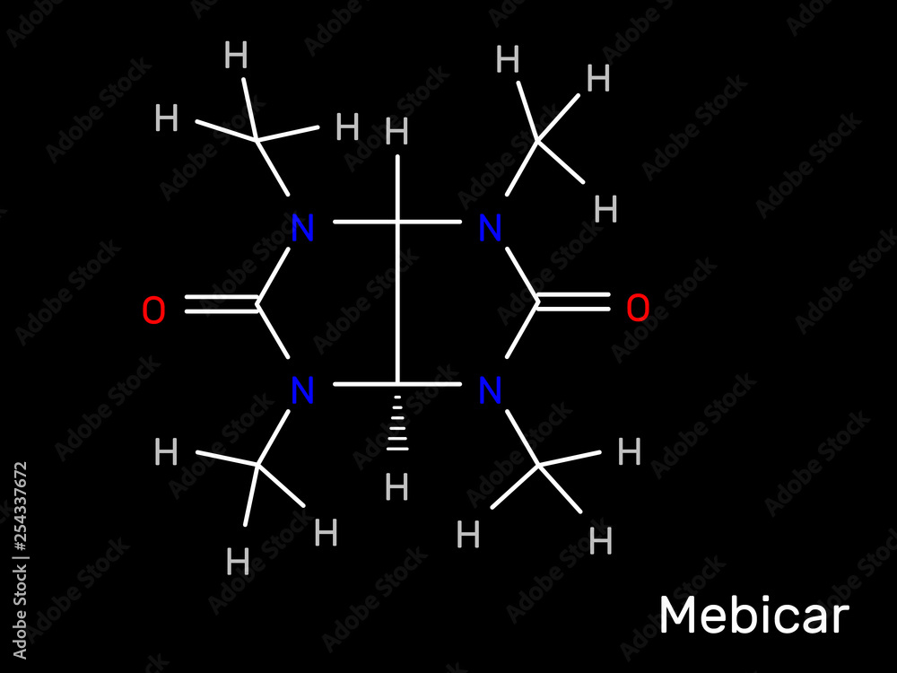 Mebicar anxiolytic drug structural formula. Vector illustration Mebicar anxiolytic drug structural formula. Vector illustration