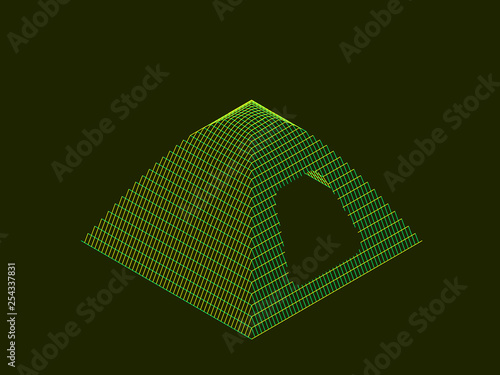 Camping tent wireframe. Vec...