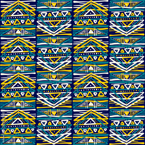 Abstract Ikat and boho style handcraft fabric pattern. Traditional Ethnic design for clothing and textile background, carpet or wallpaper