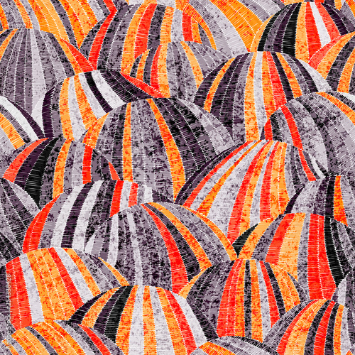 Seamless embroidered pattern. Wavy bohemian print. Patchwork ornament. Vector illustration.