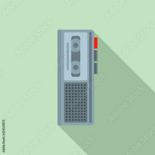 Cassette dictaphone icon. Flat illustration of cassette dictaphone vector icon for web design