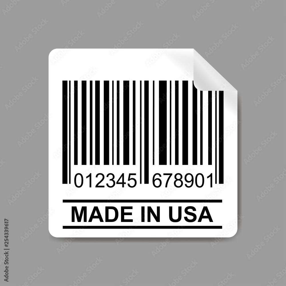 Label with Barcode and text-made in usa Label with Barcode and text-made in usa