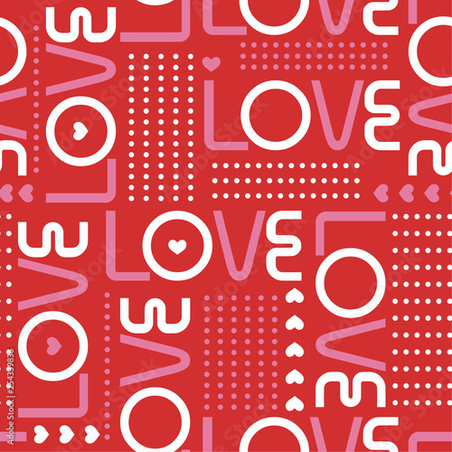  Seamless pattern with love words, and mini hearts with line of circle polka dots in modren style valentines mood design for fashion ,fabric,web ,wallpaper and all prints