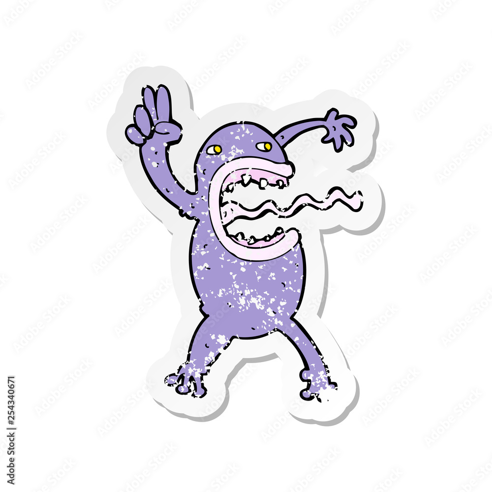 retro distressed sticker of a cartoon crazy frog retro distressed sticker of a cartoon crazy frog