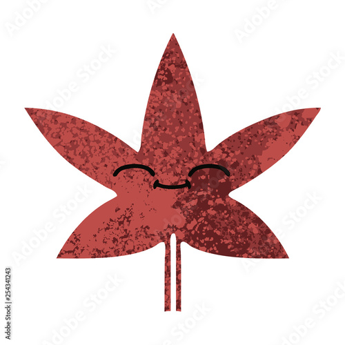 retro illustration style cartoon autumnal leaf