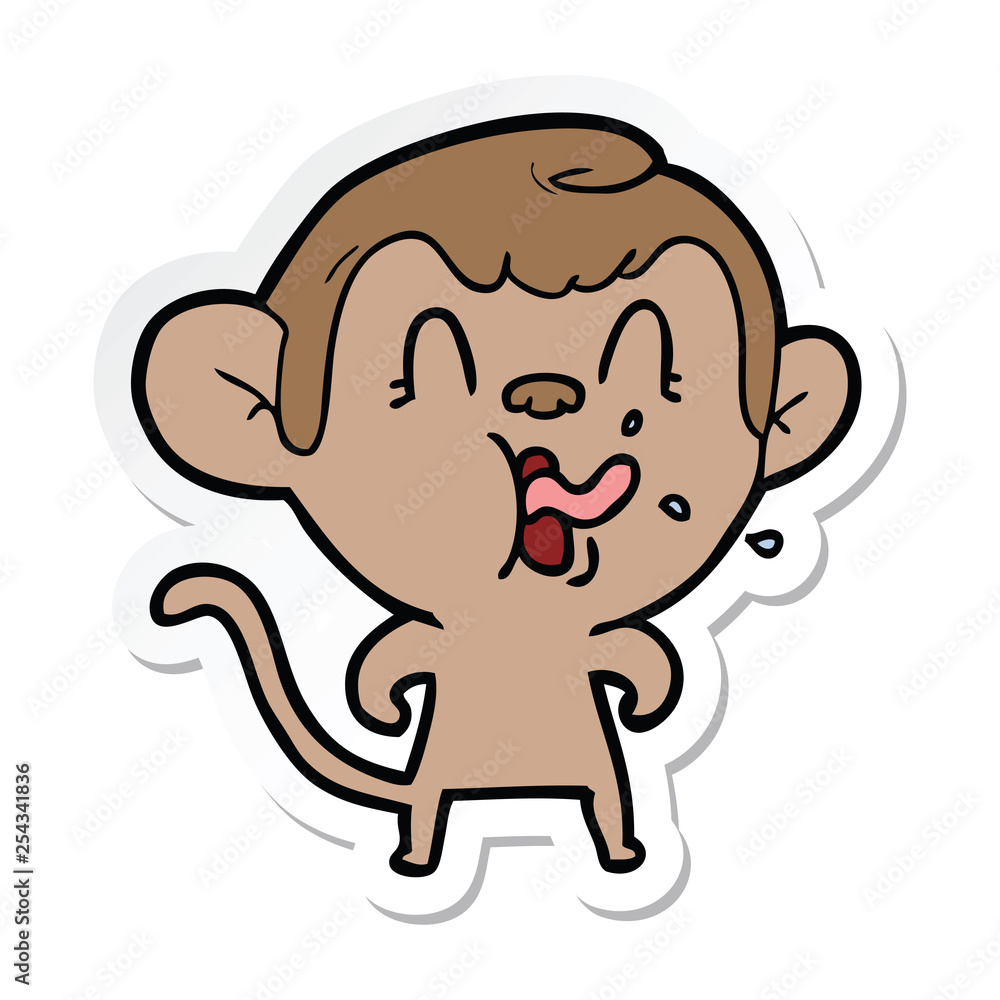sticker of a crazy cartoon monkey sticker of a crazy cartoon monkey