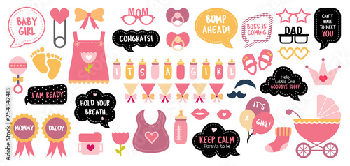 Baby shower photo booth photobooth props set