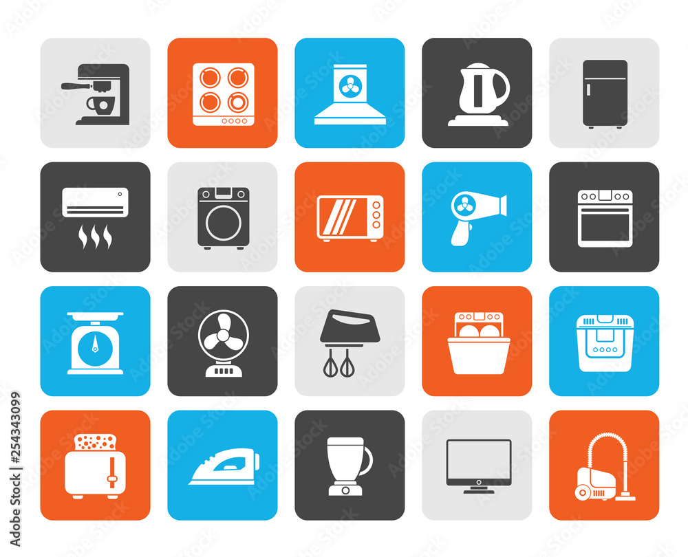 household appliances and electronics icons - vector, icon set household appliances and electronics icons - vector, icon set