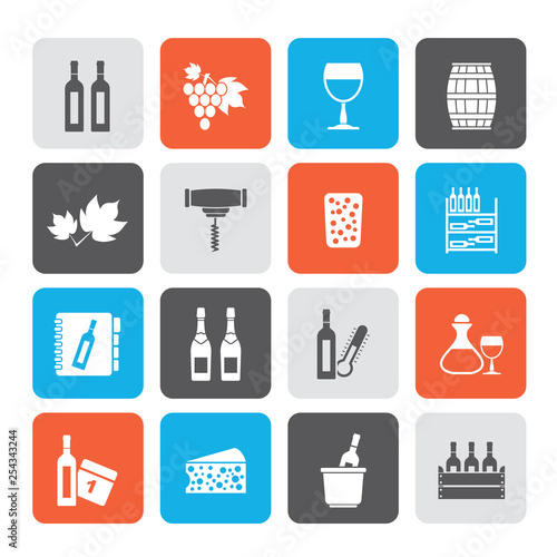 Wine industry objects icons -vector icon set
