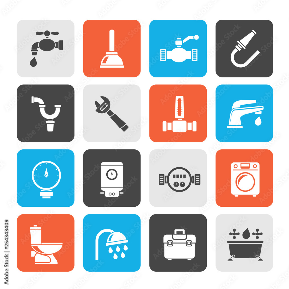 plumbing objects and tools icons - vector icon set plumbing objects and tools icons - vector icon set