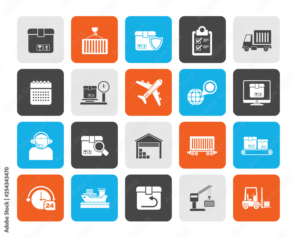 Logistics, delivery, transportation and cargo icons -vector icon set Logistics, delivery, transportation and cargo icons -vector icon set