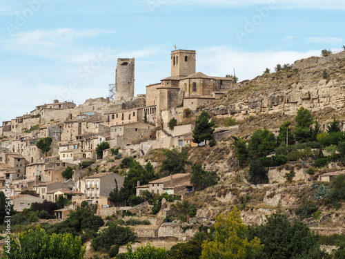 Bild auf Leinwand Typical Catalan village Guimera on a hillside