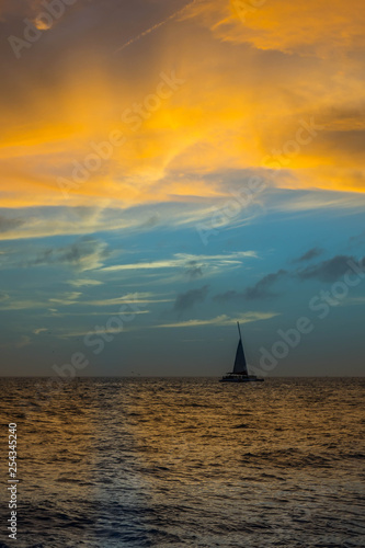 Dramatic vibrant sunset scenery in Key West, Florida