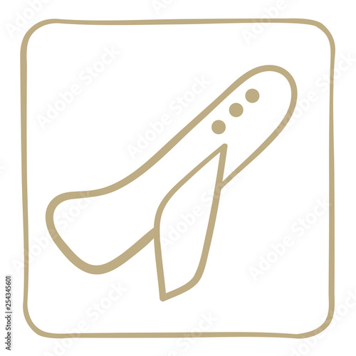  aircraft gaining height - icon in a light brown frame. Vector graphics.