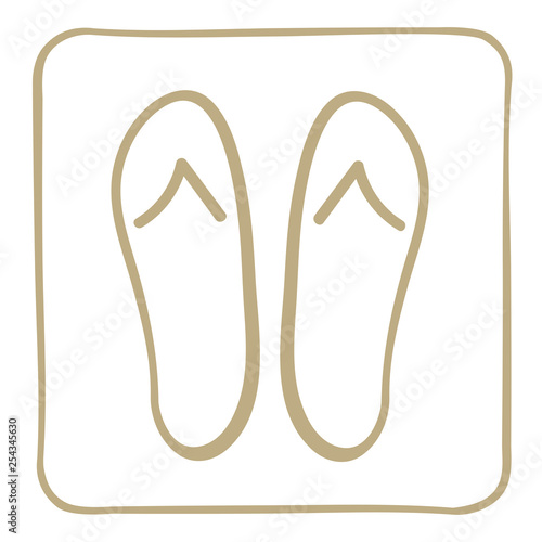  Beach slippers - icon in a light brown frame. Vector graphics.