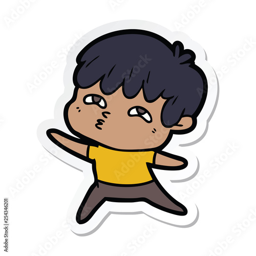 sticker of a cartoon curious man