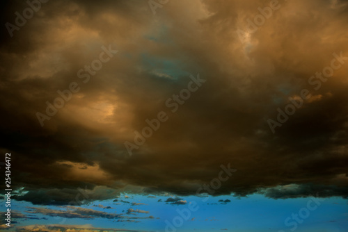 Dramatic Sky Background. Stormy Clouds in Dark Sky. Moody Cloudscape.