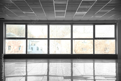 Empty room with big window