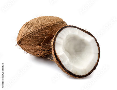 Tasty coconut on white background