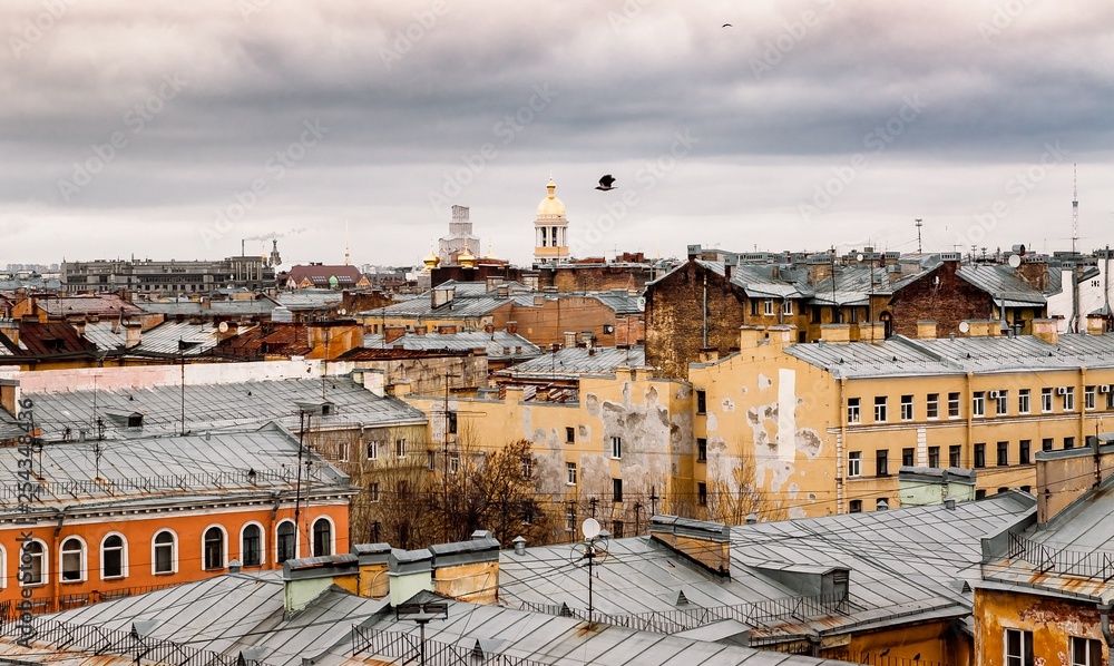 houses and roofs in the centre of St. Petersburg