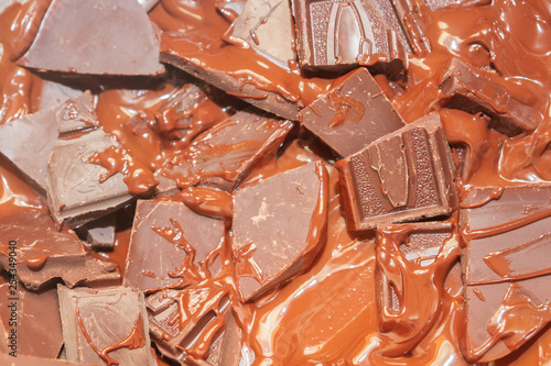 Bitter chocolate is heated in a bowl for dessert