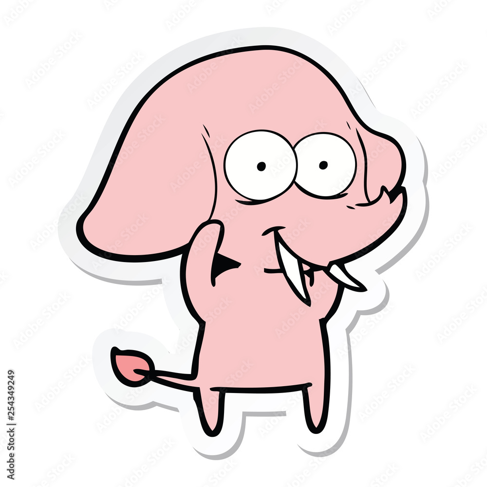 sticker of a happy cartoon elephant sticker of a happy cartoon elephant